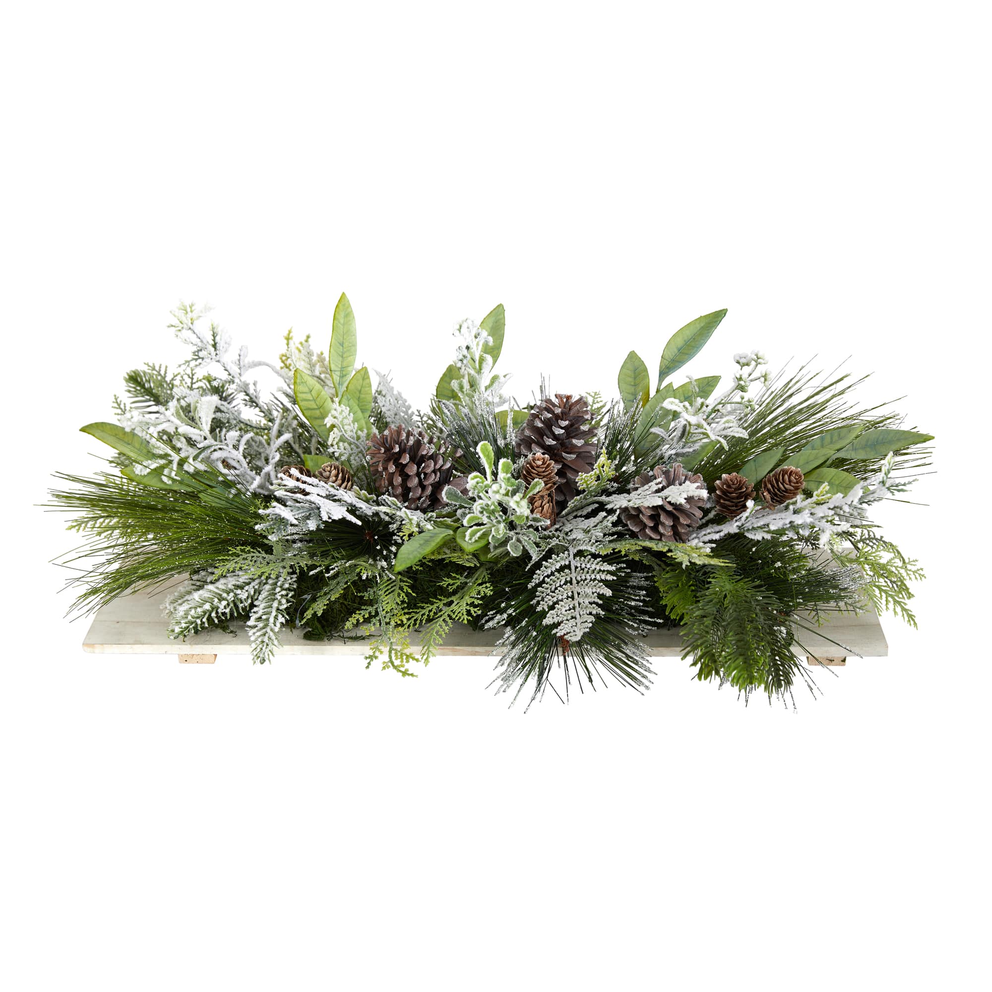 26" Flocked Winter Christmas Arrangement on Board